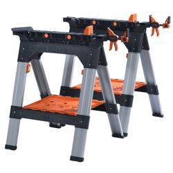 PONY 2pc 710mm Multi-func. Sawhorses / 2pc E-z Hold 12
