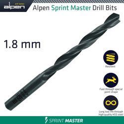 Hss Sprint Master 1.8mm X1 Sleeved Din338 ALPEN Drill Bit