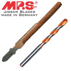 Jigsaw Blade Univ. Set Carbide Rasp 6mm 100/75 + Drill Bit 6x60x100mm