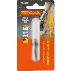 TORK CRAFT Mini Router Bit 9.5mm Piloted Beading with 3.2mm Shank