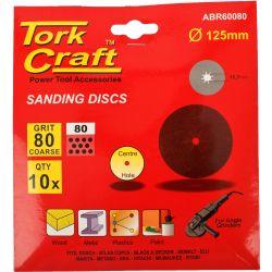 Sanding Disc 125mm 80 Grit Centre Hole 10/pk