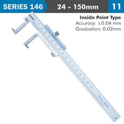Vernier Caliper 24-150mm 0.04mm Acc. 0.02mm Grad. Inside . S/steel