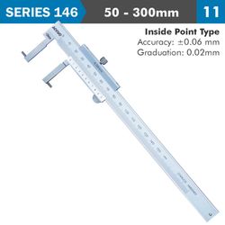 Vernier Caliper 50-300mm 0.06mm Acc. 0.02mm Grad. Inside . S/steel