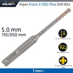 Force X 5.0 X 110/050 Sds-+ Rebar Drill Bit X4 Cutting Edges - Bulk