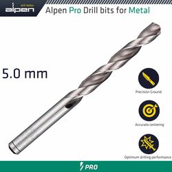 ALPEN Pro 5.0mm Hss Drill Din 338 Rn 135 With Split . Bulk