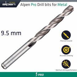 ALPEN Pro Hss Drill Din 338 Rn 135 With Split . 9.5mm Bulk