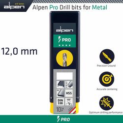 ALPEN Pro Hss Drill Din 338 Rn 135 With Split . 12.0mm Bulk