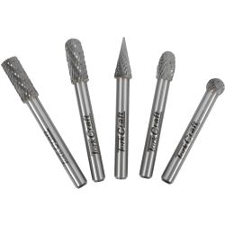 Rotary Burr Set 5 Pc Asstd 8mm Dia Tungsten