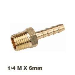 Hose Tail Connector Brass 1/4m X 6mm