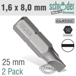 Slotted Bit 1.6x8mm 25mm 2cd