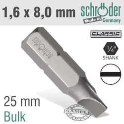 Slotted Bit 1.6x8.0 25mm Bulk