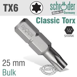 Torx Tx6 Classic Bit 25mm Bulk