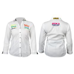 Ladies White 3/4 Saga Blouse Medium