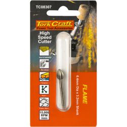 Mini H/speed Cutter 6.4mm Flame 3.2mm Shank