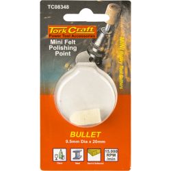 Mini Felt Polishing . 9.5mm X 20mm Bullet