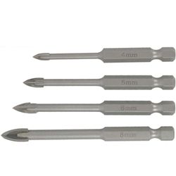 Glass & Tile Drill 4 Flute Set 4pc 4/5/6/8mm In Plastic Case