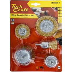 Wire Brush Set 5pce With 6mm Shaft Cup/circ/end