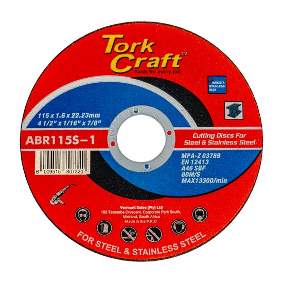 Cutting Disc Metal & Ss 115 X 1.6 X 22.2 Mm
