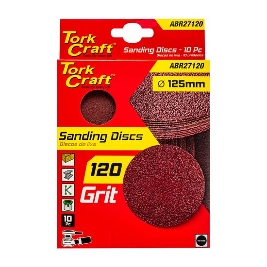 Sanding Disc 125mm No Hole 120 Grit 10/pack Hook And Loop