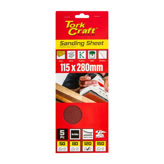 Sanding Sheet Orb 115 X 280mm 120 Grit No Holes 5/pk Hook And Loop