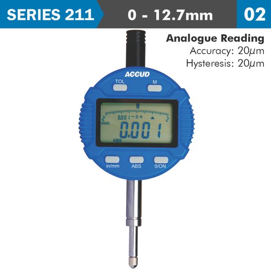 Digital Indicator Flat Back 12.7mm/0.5"