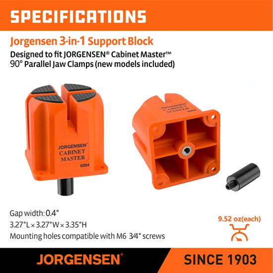Jorgensen 3-in-1 Support Block 4pc For Parallel Clamps 3/4" Bench Top