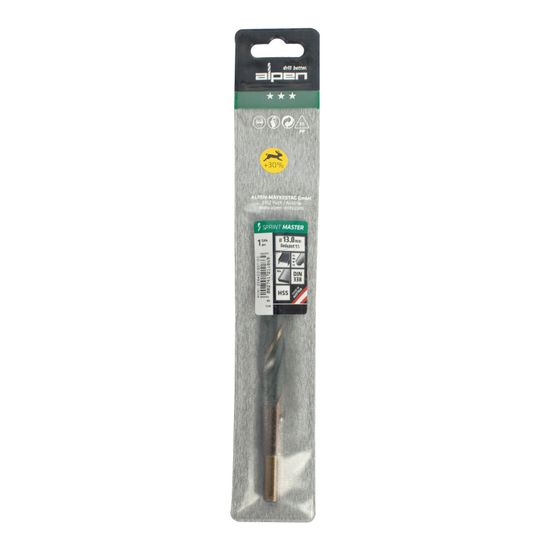 Hss Sprint Master 13.0mm Red Shank 9.5mm X1 Sleeved Din338 ALPEN Drill