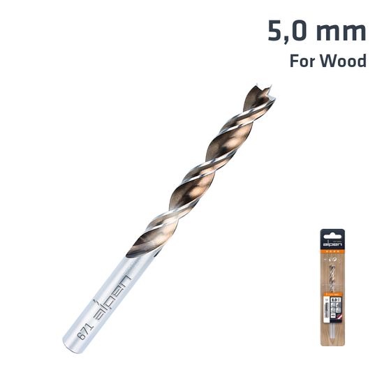 Timber Twist 5.0mm Wood Drill Bit Sleeved