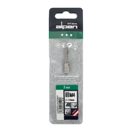 ALPEN Combination Tap Plw M4 1/4" Shank
