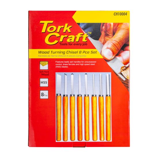 Chisel Set Wood Turning 8 Piece Std Wooden Case