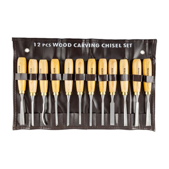 Chisel Set Wood Carving 12piece In Leather Pouch