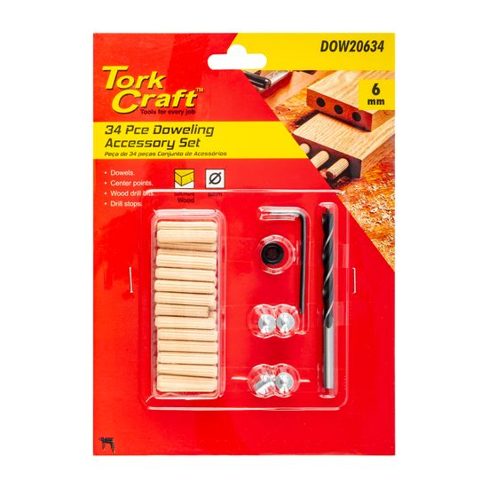Doweling Accessory Kit 6mm - 34 Piece (birch Wood)