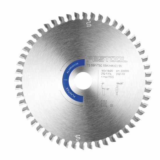 FESTOOL Hw 160x1,8x20 Tf52 A Aluminium/plastics Circular Saw Blade 160mm 52t