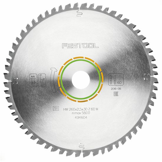 FESTOOL Wood Universal Saw Blade HW 260x2.5x30 W60 for KS 120 & KS 88