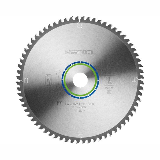 FESTOOL HW 260x2,4x30 TF68 Aluminium/Plastics Saw Blade 260mm 68T for KS 120 and KS 88