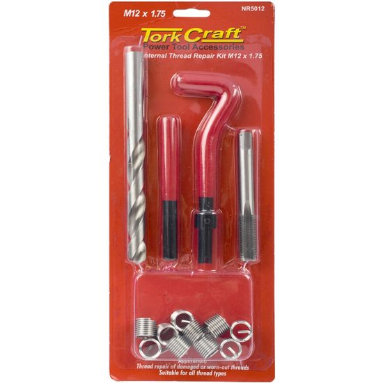 TORK CRAFT  NR5012 Thread Repair Kit 14pc M12 X 1.75 X 1.5D Internal Thread (Carded)
