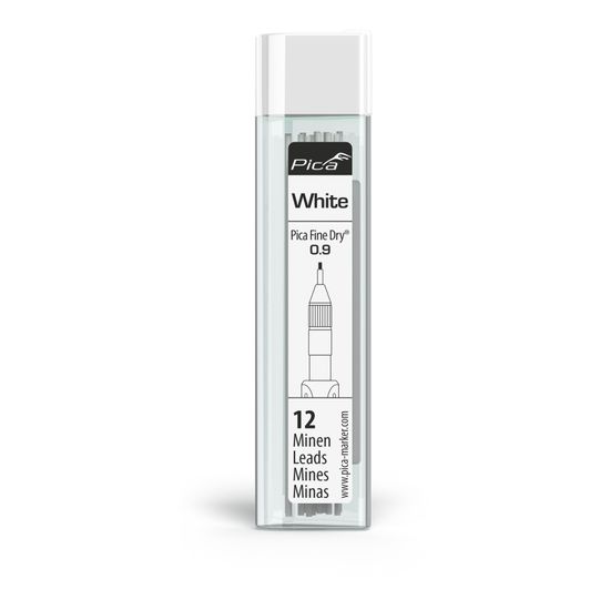 PICA Fine Dry 0.9mm Lead 12pc Refill Set White