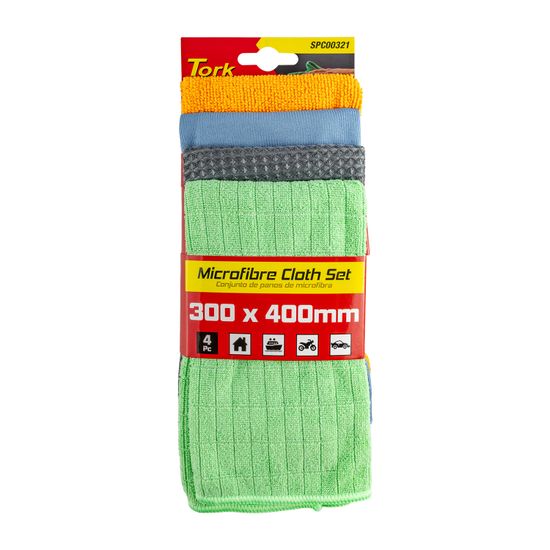 Microfibre Cloth Cleaning/drying Set 4pc 300mm X 400mm 200/280gsm