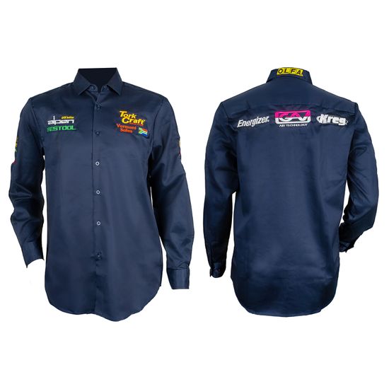 Vermont Mens Cotton Shirt Navy Blue Medium - Long Sleeve