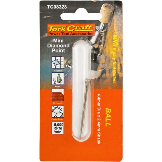 TORK CRAFT Mini Diamond Point 4mm Ball 2.4mm Shank