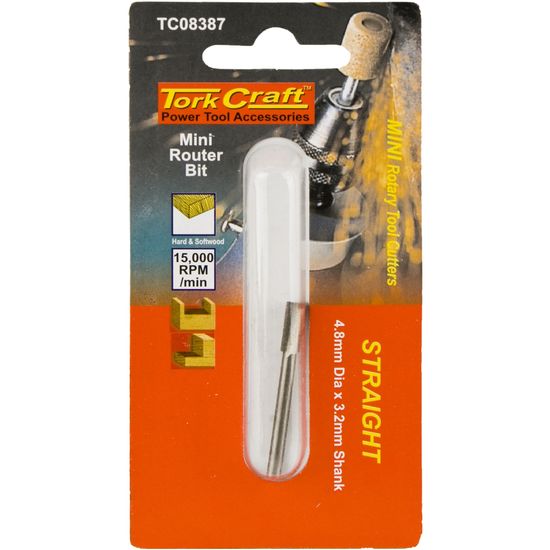TORK CRAFT Mini Router Bit 4.8mm Straight 3.2mm Shank