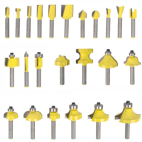 Router Bit Set 24pc Alum.case 1/4"