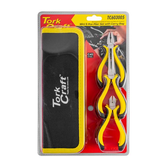TORK CRAFT  TC603005 5pc Mini Plier Set With Carry Bag Micro