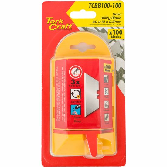Utility Blade Solid 61mm X 19mm X 0.6mm 100pc Sk5