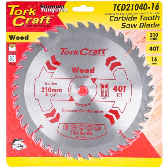 Blade Tct 210 X 40t 16mm General Purpose Combination