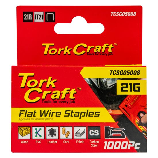 Flat Wire Staple 21g X 0.7mm X 8mm Jt21 1000pc C/steel For Tcsg0500