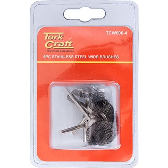 Wire Brushes Mini 5pc Stainless Steel 3.2mm Shaft Assorted Shapes
