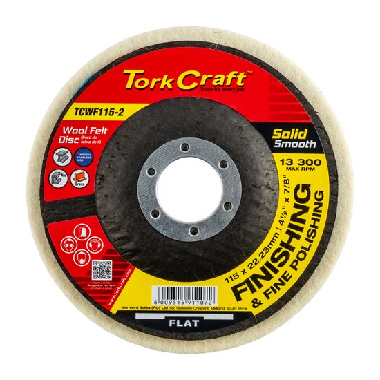 Felt Disc Wool Smooth 115mm X 22.23mm Tcfd Polishing