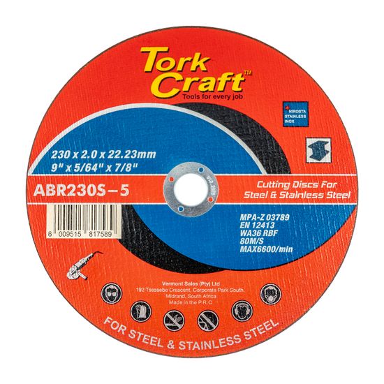 Cutting Disc For Steel And Stainless Steel 230 X 2.0 X 22.2mm