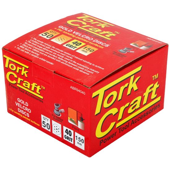 Gold Disc (50 Pieces) 40 Grit 150mm X 6+1 Holes Hook And Loop